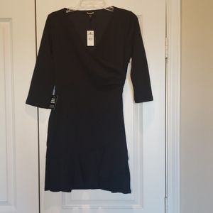 Black Express 3/4 Sleeve Ruffle Dress